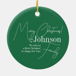 Vrolijk Kerstmis Groen Modern Keramisch Ornament