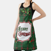 Vrolijk Kerstmis Groen Plaid Schort (Insitu)