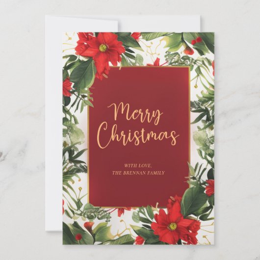 Vrolijk Kerstmis Groen Platte Vakantie Kaart (Voorkant)