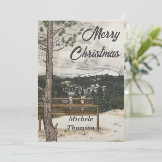 Vrolijk Kerstmis hand getrokken winter landschap Feestdagenkaart (Staand voorkant)