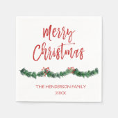 Vrolijk Kerstmis Hand Letterschrift Kerstmis Servetten (Voorkant)