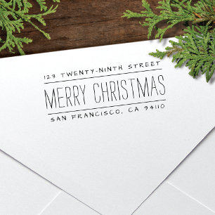 Vrolijk Kerstmis Hand-Writing gespleten retour adr Zelfinktende Stempel