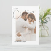 Vrolijk Kerstmis Handbeletterd 2 Foto Eerste Kerst Feestdagenkaart (Staand voorkant)