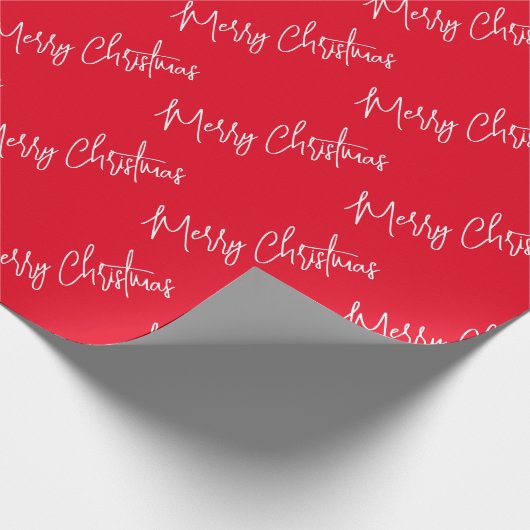 Vrolijk Kerstmis Handschrift Modern Script Rood Cadeaupapier (Hoek)