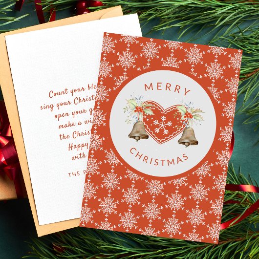 Vrolijk Kerstmis hart sneeuwrood wit Feestdagenkaart