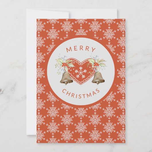 Vrolijk Kerstmis hart sneeuwrood wit Feestdagenkaart (Voorkant)