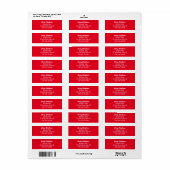 Vrolijk Kerstmis Helder Rood en Wit Script Tekst Etiket (Full Sheet)
