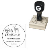 Vrolijk Kerstmis Herten Script Rubberstempel (Gestempeld)