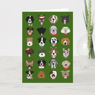 Vrolijk Kerstmis Hond Gezicht Patroon Feestdagen Kaart