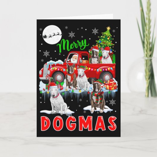 Vrolijk Kerstmis Hond Kerstman met Bull Terriers o Kaart (Voorkant)