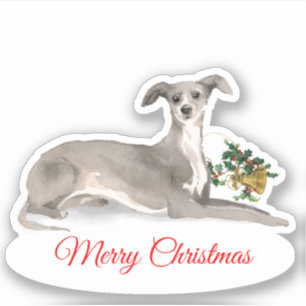 Vrolijk Kerstmis Italiaans Greyhound Custom-Cut Vi Sticker