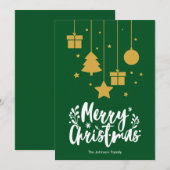 Vrolijk Kerstmis Kalligrafie Groene Kerstmis Kaart (Voorkant / Achterkant)