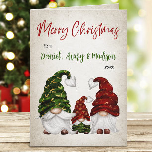 Vrolijk Kerstmis Kalligrafie Rustieke Gnome Famili Feestdagen Kaart