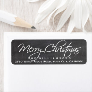 Vrolijk Kerstmis Kalligrafie Script Chalkboard Etiket