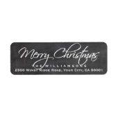 Vrolijk Kerstmis Kalligrafie Script Chalkboard Etiket (Voorkant)