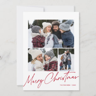 Vrolijk Kerstmis Kalligrafie Script Eenvoudig 4 Fo Feestdagenkaart