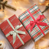 Vrolijk Kerstmis Kalligrafie Script Eenvoudig Rood Inpakpapier Vel