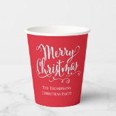 Vrolijk Kerstmis Kalligrafie Script Eenvoudig rood Papieren Bekers (Voorkant)