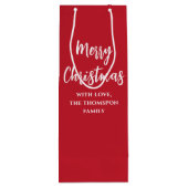 Vrolijk Kerstmis Kalligrafie Script Eenvoudig rood Wijn Cadeautas (Achterkant)