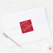 Vrolijk Kerstmis Kalligrafie Script Red Custom Vierkante Sticker (Envelop)
