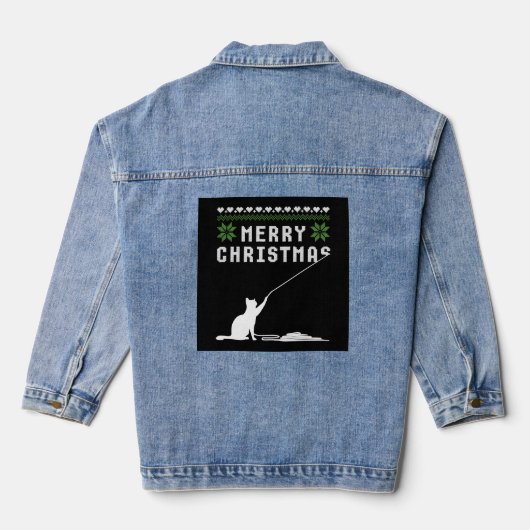 Vrolijk Kerstmis Kat Lelijk Sweater Denim Jacket (Achterkant)