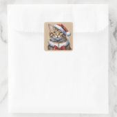 Vrolijk Kerstmis Kat sticker (Tas)