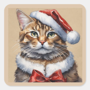 Vrolijk Kerstmis Kat sticker