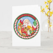 Vrolijk Kerstmis Kerstman Cirkel Kaart (Gele Bloem)