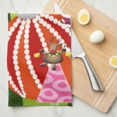 Vrolijk Kerstmis Keuken Handdoeken Blauw Plaid Rod (Quarter Fold)