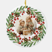 Vrolijk Kerstmis  Kind met Vogel Keramisch Ornament (Achterkant)