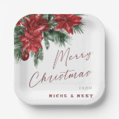 Vrolijk Kerstmis Klassieke Krans Kerstfeest Papieren Bordje (Voorkant)