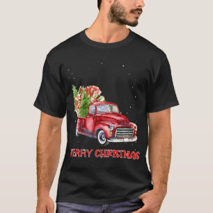 Vrolijk Kerstmis Klassieke Rode Vrachtwagen Boom F T-shirt