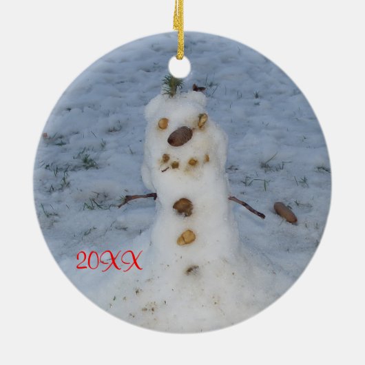 Vrolijk Kerstmis Kleine Sneeuwman Jaar Keramisch Ornament (Achterkant)