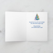 Vrolijk Kerstmis Kleurrijke Boom Vriend & Man Kaart (Binnen)