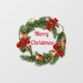 Vrolijk Kerstmis Krans Sticker voor Venster (Vel)