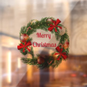 Vrolijk Kerstmis Krans Sticker voor Venster (Vel 2)