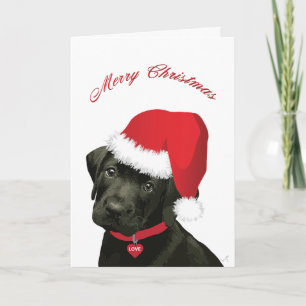 Vrolijk Kerstmis Labrador Puppy met Santa Hat Feestdagen Kaart