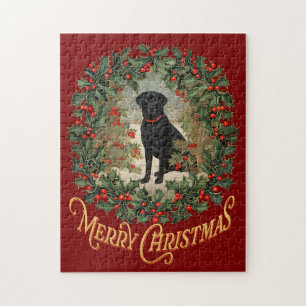 Vrolijk Kerstmis Labrador Retriever Legpuzzel