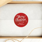 Vrolijk Kerstmis Leuk Rood Script Custom Ronde Sticker