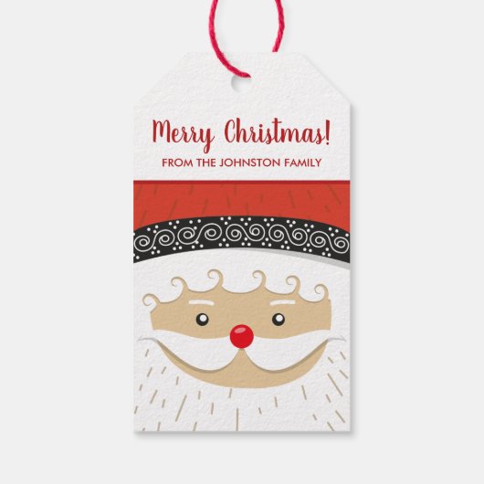 Vrolijk Kerstmis Leuke Kerstman Familienaam Feest Cadeaulabel (Achterkant)