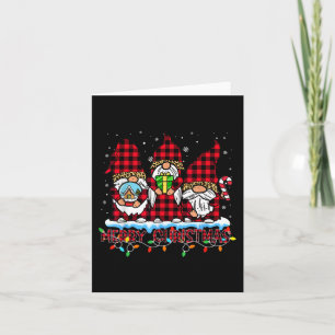 Vrolijk Kerstmis Licht Schattige Gnome Familie Mat Kaart