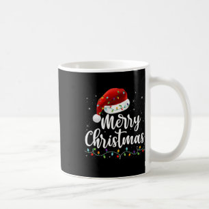 Vrolijk Kerstmis Lichten Rode Kerstman Hoed Xmas F Koffiemok