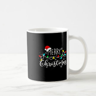 Vrolijk Kerstmis Lichten Rode Kerstman Hoed Xmas F Koffiemok