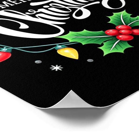 Vrolijk Kerstmis Lichten Rode Kerstman Hoed Xmas F Poster (Hoek)