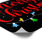 Vrolijk Kerstmis Lichten Rode Kerstman Hoed Xmas F Poster (Hoek)