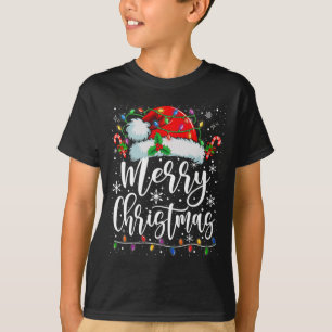 Vrolijk Kerstmis Lichten Rode Kerstman Hoed Xmas F T-shirt