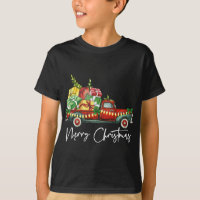 Vrolijk Kerstmis Lichten Rode Vrachtwagen Boom Fam