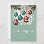 Vrolijk Kerstmis mideeuw retro groen Feestdagenkaart (Voorkant)