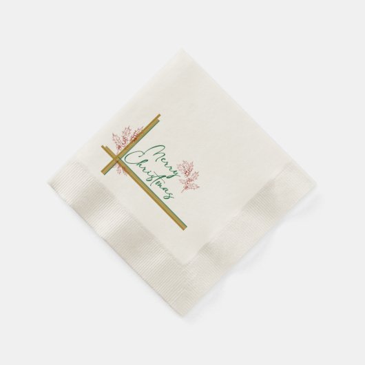 Vrolijk Kerstmis Mistletoe Rood Groen Goud Elegant Servet (Hoek)