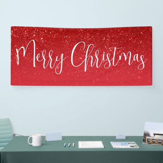 Vrolijk Kerstmis Modern Elegant Script Vakantie Spandoek (Beurs)